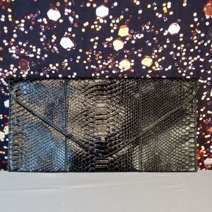 👜 Black Snakeskin Envelope Evening Clutch